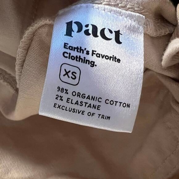 Pact 100% Cotton Neutral Tan Elastic Waist Pants Size XS - Picture 5 of 10